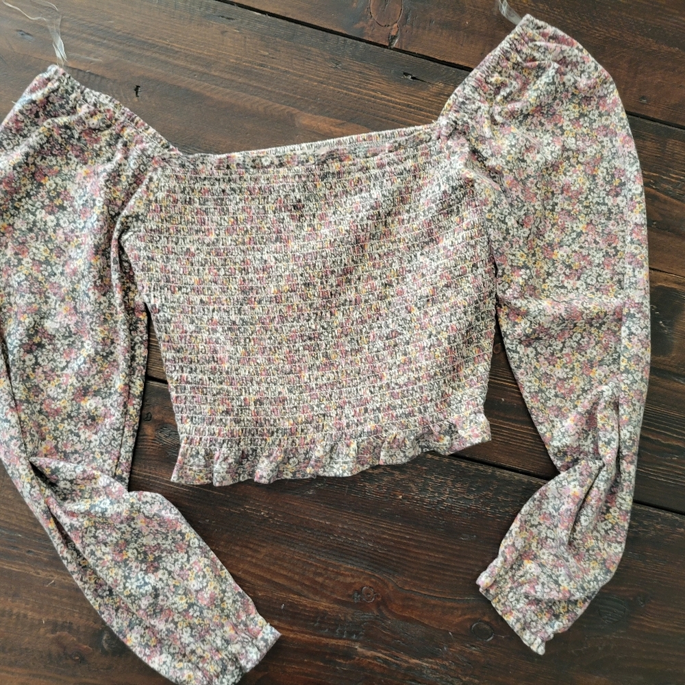 SO Floral Smocked Crop Top - Multicolor